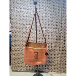 The Sak Leather Crossbody Bag Orange Brown Adjustable Strap Boho Casual Purse